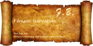 Fényes Barnabás névjegykártya